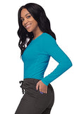 Teal Blue Scrubs for Ladies - Long Sleeve Comfort Underscrub Tee - SIVVAN Womens Fall Fashion | Women's Tops and Blouses
