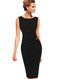 Womens Elegant Ruched Work Business Office Cocktail Bodycon Sheath Dress | Women's Work Dresses