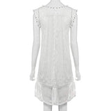 Women Casual Lace Sleeveless Beach Short Dress Tassel Mini Dress | Women's Casual Dresses
