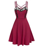 Women's Camisole Dress Summer Sleeveless Mesh Patchwork Solid Color Elegant Cocktail Party Dresses A-Line Swing Dress | Women's Formal Dresses