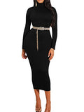 Women's Sexy Turtleneck Long Sleeve Elegant Bodycon Party Long Dress