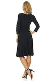 Women's Slimming 4-Mar Sleeve Fit-and-Flare Crossover Tummy Control Dress | Women's Work Dresses