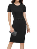 Black Women's Casual Bodycon Tube Dress Scalloped Neck Midi Pencil Dress Wear To Work Dresses Grace Karin | Women's Work Dresses