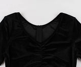 Women V Neck Slit Ruched Velvet Bodycon Party Work Dress | Original Brand | Women's Cocktail Dresses