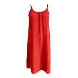 Women's Dress Sweet & Cute Dress Ladies Cold Shoulder Casual Solid O-Neck Loose Sleeveless Tank Tops Dress Fancy Cocktail Dress Party Dress Maxi A-line Dress