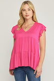 Women's Riki Ruffle Sleeve V-Neck Top | Original Brand | Women's Tops and Blouses