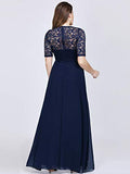 Women's Plus Size Elegant Lace Half Sleeves Formal Evening Dresses  - Sara Clothes