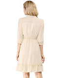 Women's Ruffle Hem 3/4 Sleeve A-Line Smocked Short Chiffon Dress | Original Brand