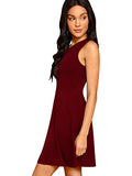 Women's Sleeveless Lace Applique Cocktail Backless Party Flare Mini Dress