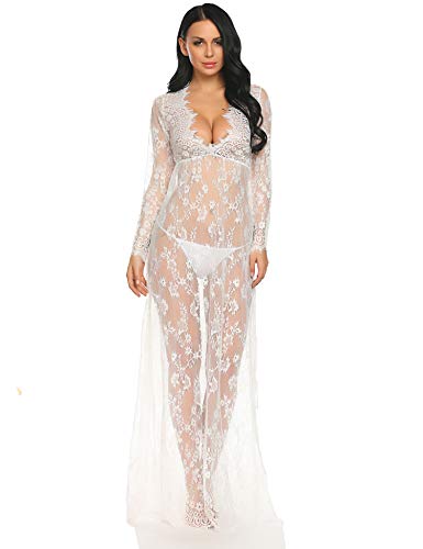 Women's Off Shoulder Lace Gown Maxi Photography Dress Baby Shower Dress Robe