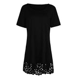 Women's Summer New Short Sleeve O-Neck Solid Hollow Out Casual Dress Simple Daily Dress | Original Brand | Women's Maxi Dresses