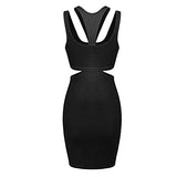 Ladies Summer Fashion Sexy Solid V-Neck Hollow Cross Halter Backless Dress UK Size Party Dress | Women's Work Dresses