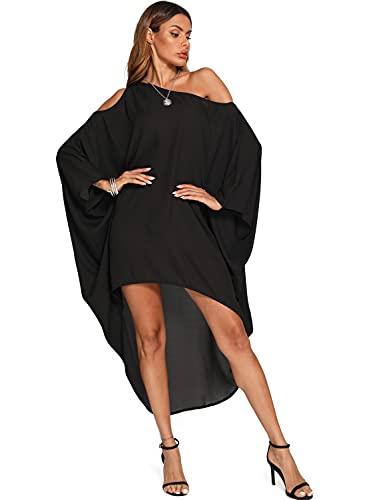 BB&KK Women's Summer Maxi Long Cold Shoulder Loose Kaftan Flowy Batwing Beach Cover Up Dress
