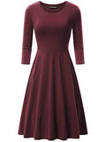 FENSACE Womens 3/4 Sleeves T Shirt Casual A-Line Cotton Midi Dress | Women's Casual Dresses