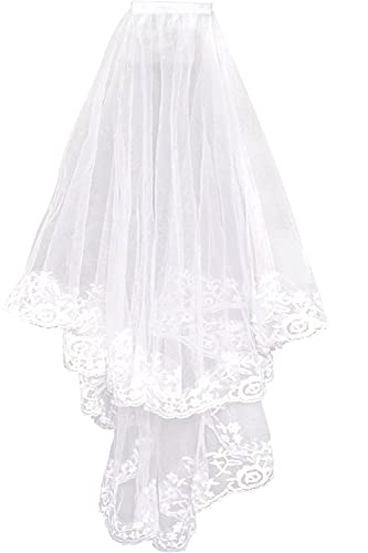 Ladies Dress Up Veil Waist Length Lace Edge Bridal Veil