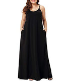 Womens Casual Sleeveless Plus Size Loose Plain Long Maxi Dress with Pockets | Original Brand