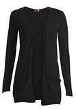 Ladies Long Sleeve Plain Printed Pocket Boyfriend Cardigan Womens Top Sizes 8-26 | Women's Cardigan