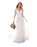 Wdbridal Women's Lace Wedding Dress For Bride Illusion Long Sleeve Bridal Gowns