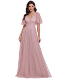 Women's Illusion Short Sleeve Summer Tulle Bridesmaid Dresses for Wedding 278 | Women's Formal Dresses