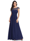 Women's Cap Sleeve Chiffon Neckline Ruched Lace Formal Evening Gowns 9993 | Women's Formal Dresses