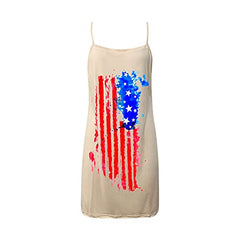 Women Casual Summer Scoop Neck Star Stripe Graphic Print Sundress Sleeveless Beach Dress | Original Brand