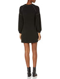 Women's Topstitched Puffy Sleeve Sweater Dress Casual