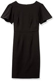 Women's Fluid Crepe Flutter Short Sleeve Boat Neck Sheath Dress | Women's Work Dresses