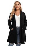 Open Front Knit Cardigan Sweaters for Women Plus Size Long Sleeve Tops with Pockets Lightweight for Winter