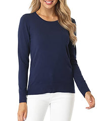 Fuinloth Women's Sweater, Lightweight Crewneck Long Sleeve Pullover