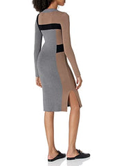 Women's Long Sleeve Color Blocked Midi Dress