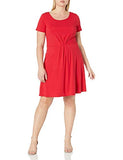 Women's Plus-Size Short Sleeve Starburst-Cinch Pleat Ponte Skater Dress | Women's Work Dresses