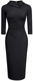 Women's Retro Pleated Bodycon Work Office Pencil Dresses B574 | Women's Work Dresses