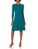 Amazon Brand - Lark &amp; Ro Women's Long Sleeve Ribbed Crewneck Fit and Flare Sweater Dress
