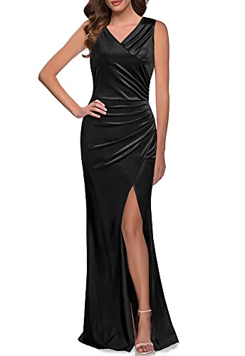 Black Women Elegant Retro V Neck Sexy Party Wedding Party Formal Long Dress - REPHYLLIS | Women's Formal Dresses