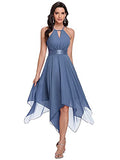 Ever-Pretty Women's Halter Short Chiffon Ruched Irregular Bridesmaid Dress Evening Dress 0126
