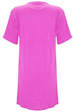 Womens Plain Tunic Oversized Ribbed Plain T-Shirt Dress