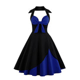 Women Vintage 1950s Rockabilly Audrey Hepburn Dress Halter Polka Dot Retro 50's 60's Wedding Cocktail Party Swing Tea Dress