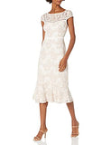 Women's Two Tone Lace Flounce Dress With Cap Sleeves | Women's Lace Dresses