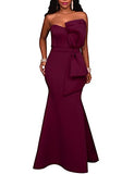 Women's Sexy Off The Shoulder Oversized Bow Applique Evening Gown Party Maxi Dress | Women's Maxi Dresses