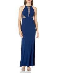 Women's Halter Crepe And Lace Gown