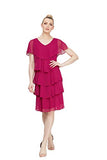 Fashions Women's Short Sleeve Solid Tulip Tiered Chiffon Dress (Missy And Petite)