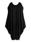 Women's Boat Neck Batwing Sleeve Caftan Harem Oversized Maxi Dress