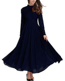 Women's Long Sleeve Chiffon Maxi Dresses Casual Floral Lace Evening Cocktail Party Long Dress