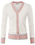 Women Long Sleeve Cardigan Contrast Color V-Neck Sweater Knitwear | Women's Cardigan
