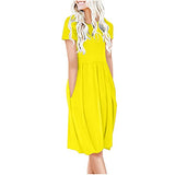 Ladies Casual Ladies Short Sleeve O-Neck Pockets Printed Ladies Dress Bodycon Dress Office Wear for Casual Club Cocktail Evening Gowns Work UK Size 8-26 | Women's Work Dresses