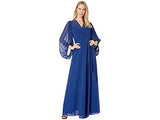Women's Printed Blouson Sleeve V Neck Wrap Gown Special Occasion Dress | Original Brand | Women's Cocktail Dresses