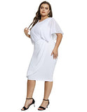 Women Plus Size Chiffon Drape Decorated Wrap Dress V Neck Bodycon Dresses | Women's Work Dresses