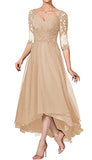 Dresses Tea Length for Wedding, Hi Low Formal Mother of The Groom Dresses with Sleeves | Women's Formal Dresses