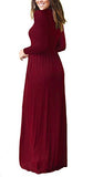 Women Long Sleeve Loose Plain Maxi Pockets Dresses Casual Long Dresses