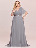 Women's Plus Size Double V-Neck Evening Party Maxi Dress - Sara Clothes